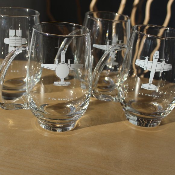 Vintage 1960 Grumman O.A.O E-2A Hawkeye Gulfstream OV-1 Mohawk glasses w/Handles - Picture 1 of 12